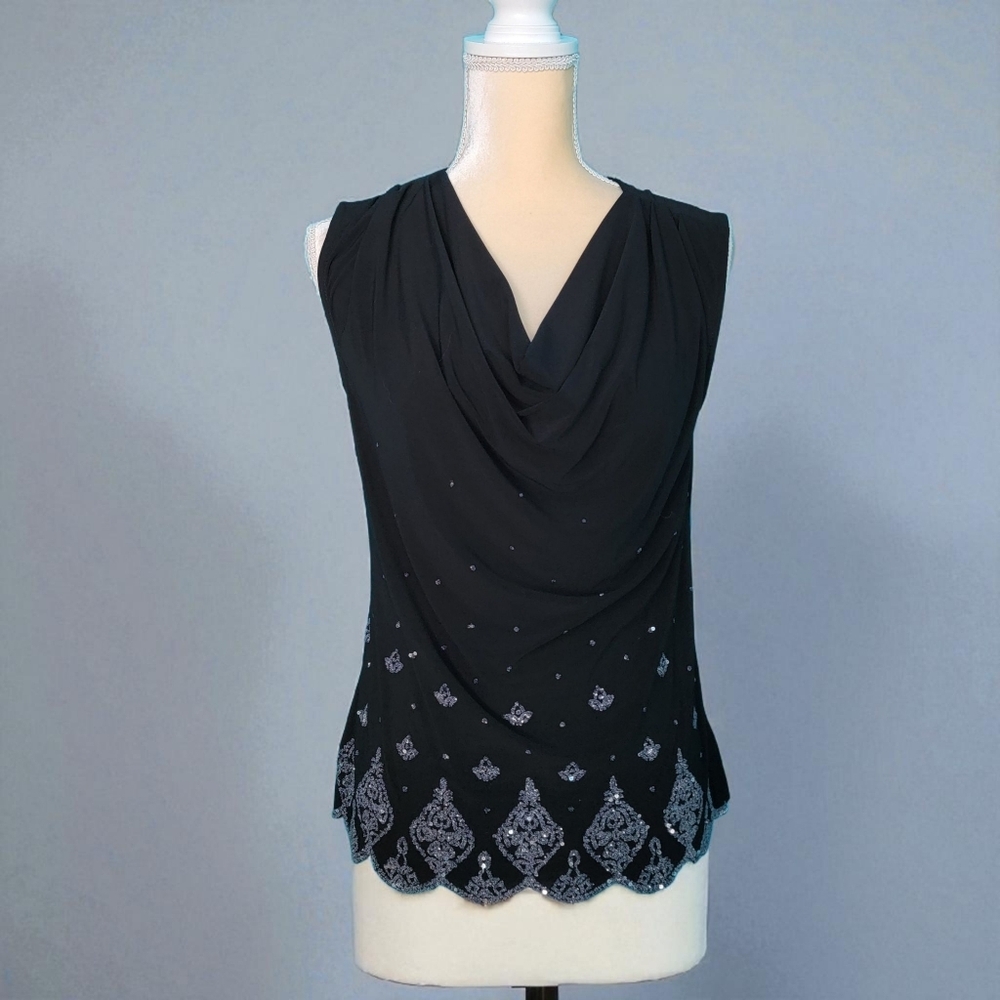 NWT MSK Top Sz Medium Sparkle Black Tank Whimsygoth Fairycore